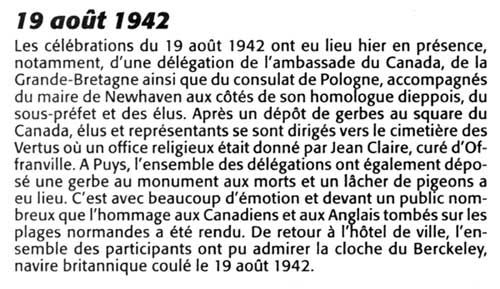 Article de presse : Liberté Dimanche - 20 août 2000 : 19 Août 1942