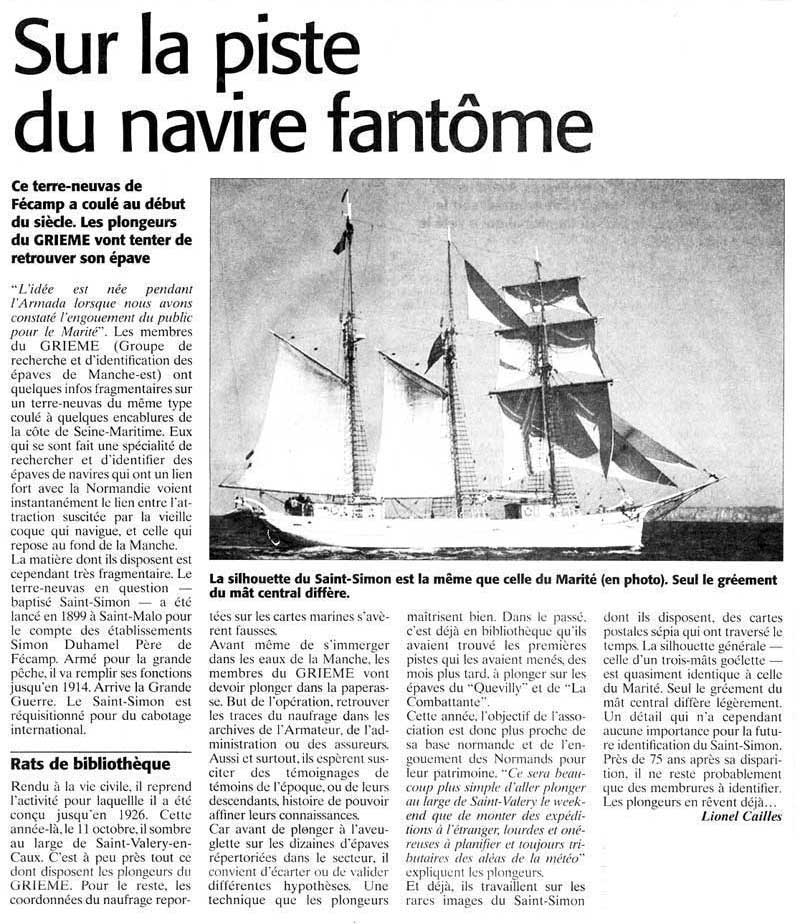 Article de presse : Sur la piste du navire fantôme