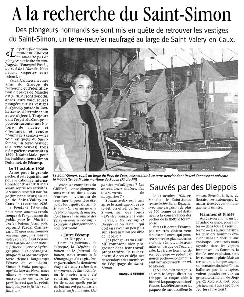 Article de presse : A la recherche du Saint-Simon