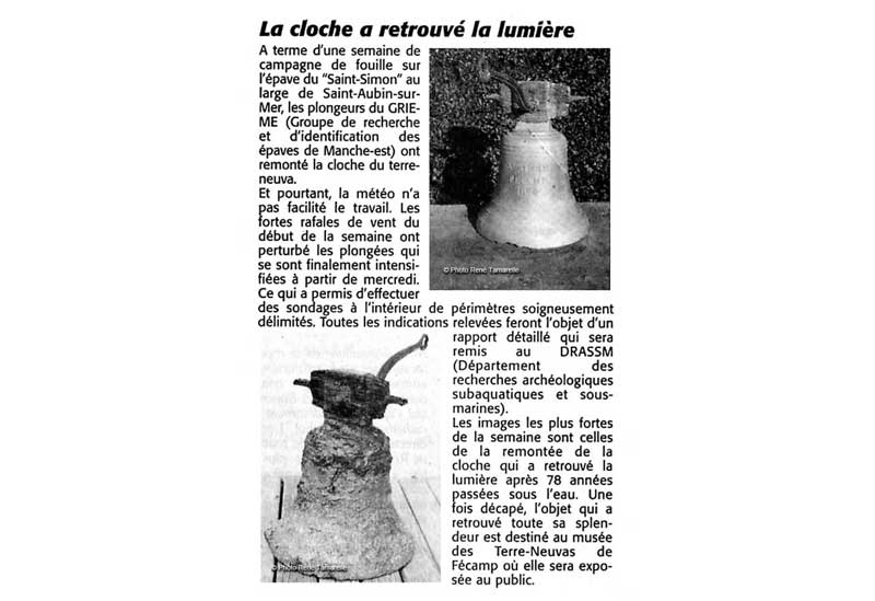 Article de presse : La cloche a retrouvé la lumière