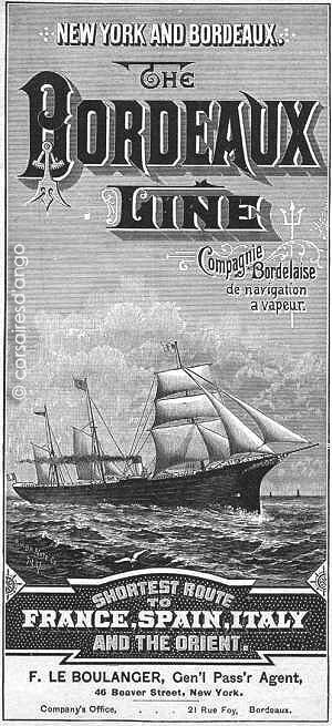 Publicité de la Compagnie Bordelaise de navigation à Vapeur